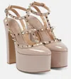 Valentino Rockstud 155 Patent Platform Pump In Beige