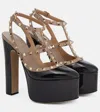 Valentino Rockstud Platform Pump In Patent Leather In Black