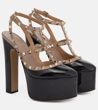 VALENTINO GARAVANI ROCKSTUD PATENT LEATHER PLATFORM PUMPS