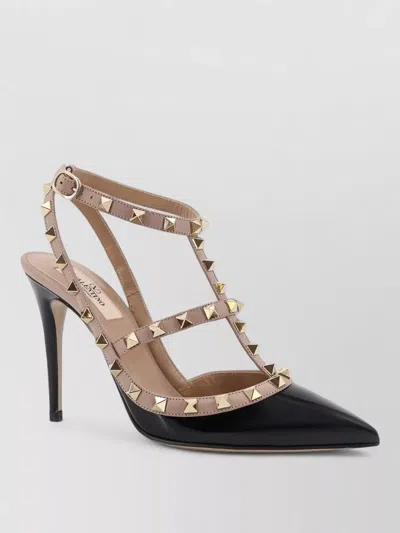 Valentino Garavani Rockstud Patent Leather Pumps Studded Straps In Brown