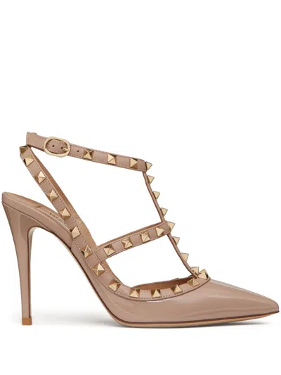 Valentino Garavani Rockstud Patent Leather Pumps In Neutral