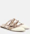 Valentino Rockstud Patent Leather Slippers In White