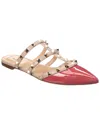 Valentino Pointed Toe Studded Leather Slippers In Red