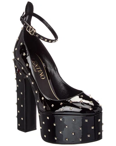 Valentino Garavani Valentino Rockstud Patent Platform Sandal In Black