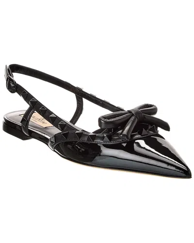 Valentino Garavani Rockstud Patent Slingback Flat In Black
