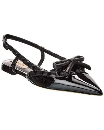 Valentino Garavani Rockstud Patent Slingback Flat In Black
