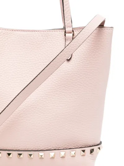 Valentino Garavani Rockstud Pebbled Leather Tote Bag In Pink