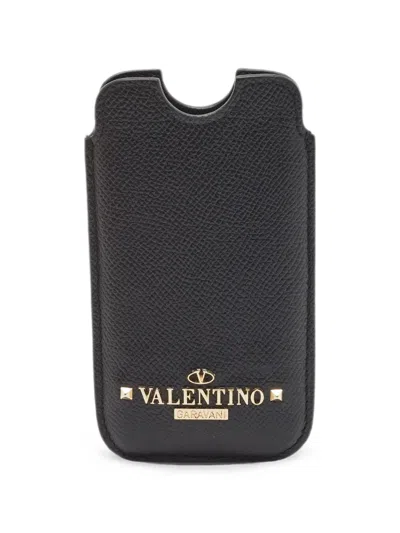 Pre-owned Valentino Garavani Rockstud Phone Case In Black
