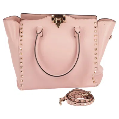 Pre-owned Valentino Garavani Valentino Rockstud Pink Leather Tote
