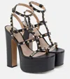 Valentino Rockstud Platform Leather Sandals In Black