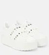 Valentino White Rockstud Elegant Sneakers With Golden Studs In White