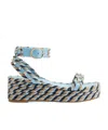 Valentino Rockstud-embellished Espadrilles In Blue/ivory