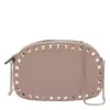 Valentino Chain Strap Studded Pebbled Texture Cross-body Bag In Gray
