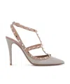 Valentino Rockstud Point-toe Pumps In Nude
