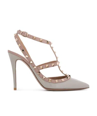 Valentino Garavani Rockstud Point-toe Pumps In Nude