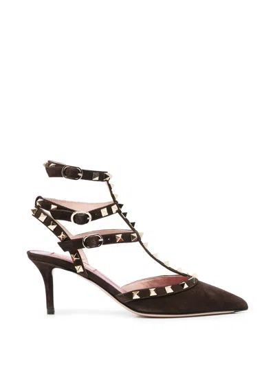 Valentino Garavani Valentino Rockstud Pointed Pumps In Brown