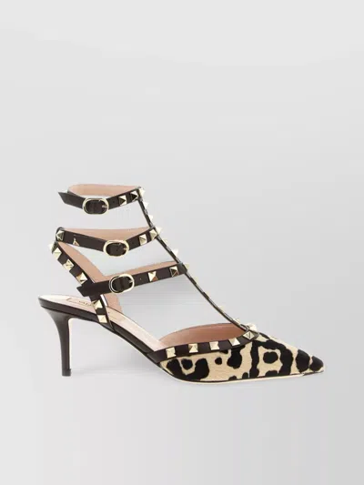 Valentino Garavani Rockstud Pointed Toe Animal Print Pumps In Multi