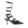 Valentino Rockstud Leather Ankle-strap Pumps In Black