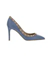 Valentino Rockstud Pointed-toe Pumps In Blue