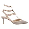 Valentino Rockstud Pointed-toe Pumps In Neutral