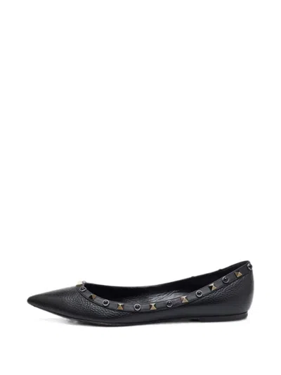 Pre-owned Valentino Garavani Rockstud Pointed-toe Ballet Flats In Black