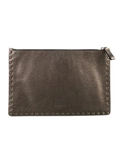 Pre-owned Valentino Garavani Rockstud Portfolio In Gray