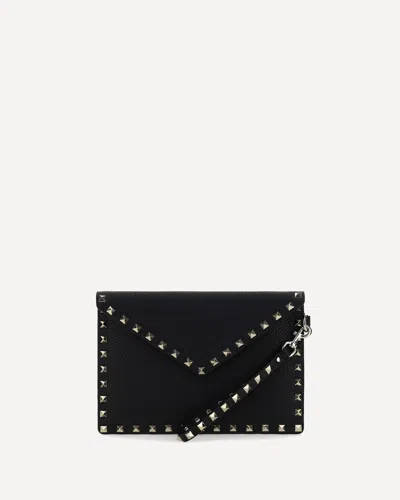 Valentino Garavani Rockstud Pouch In Leather In Black
