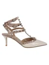 Valentino Rockstud Caged 65 Patent Ankle Strap Pump In Brown