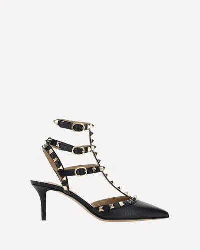 Valentino Garavani Pointed Toe Studded Embellishments Pumps In Black