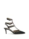 Valentino Rockstud Leather Slingback Pumps In Black