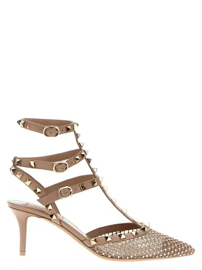 Valentino Garavani Rockstud Pumps Beige In Gold