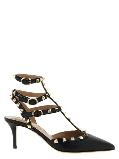 Valentino Garavani Pointed Toe Studded Embellishments Pumps In Black