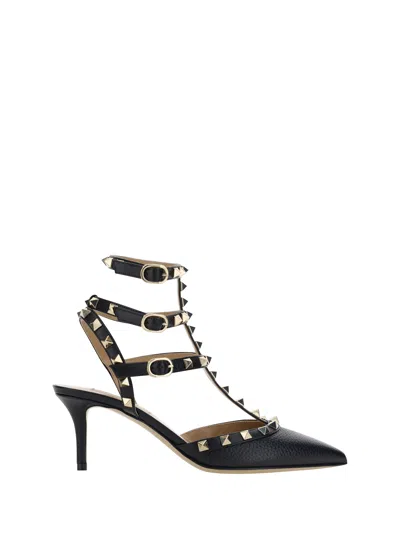 Valentino Garavani Pointed Toe Studded Embellishments Pumps In Black