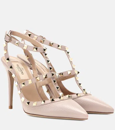 Valentino Garavani Valentino Rockstud Caged 100 Leather Pump In Pink