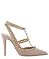 Valentino Rockstud 105 Grained Leather Pumps In Pink