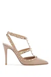 Valentino Rockstud 105 Grained Leather Pumps In White