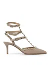 Valentino Rockstud Pumps With 65mm Straps In Neutral