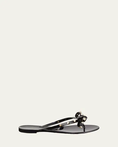 Valentino Garavani Rockstud Pvc Flat Thong Sandals In Black
