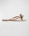 Valentino Garavani Mini Bow Sandals With Platinum-finish Studs And Thece Motif In Pink