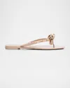 Valentino Garavani Mini Bow Sandals With Platinum-finish Studs And Thece Motif In Pink