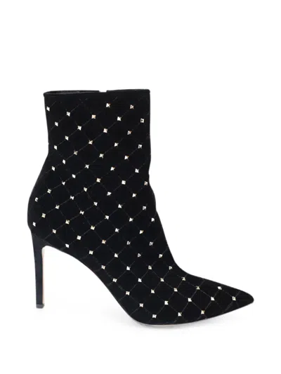 Pre-owned Valentino Garavani Rockstud Quilted Ankle Boots In Black