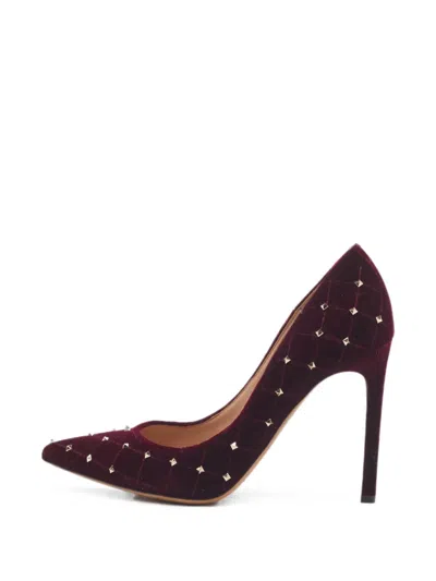 Pre-owned Valentino Garavani Rockstud Quilted Pumps In Red