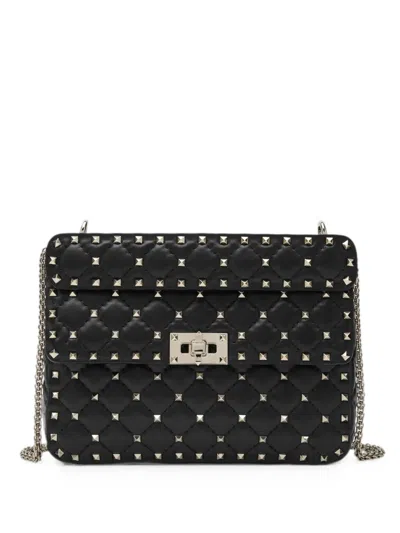 Valentino Garavani Rockstud Spike Leather Crossbody Bag With Iconic All-over Studs In Black