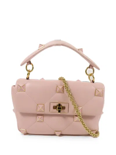 Pre-owned Valentino Garavani Rockstud Quilted Shoulder Bag In Pink