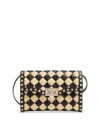 Valentino Rockstud Raffia-effect Shoulder Bag In Black