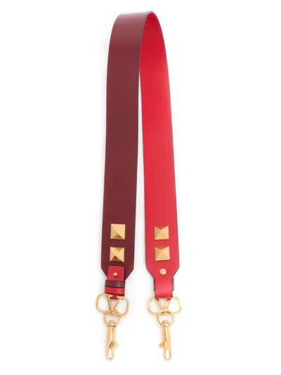 Valentino Garavani Rockstud Reversible Leather Strap In Red