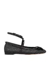 Valentino Rockstud Mesh Ballerina With Crystals And Matching Studs In Black