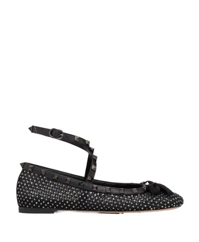 VALENTINO GARAVANI VALENTINO GARAVANI ROCKSTUD BOW DETAILED BALLERINA SHOES