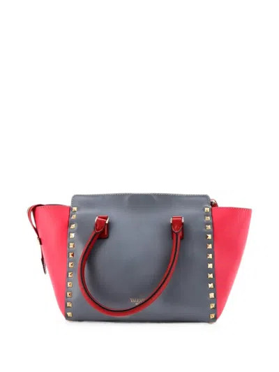 Pre-owned Valentino Garavani Rockstud Rigid Leather Small Tote Bag In Multicolour