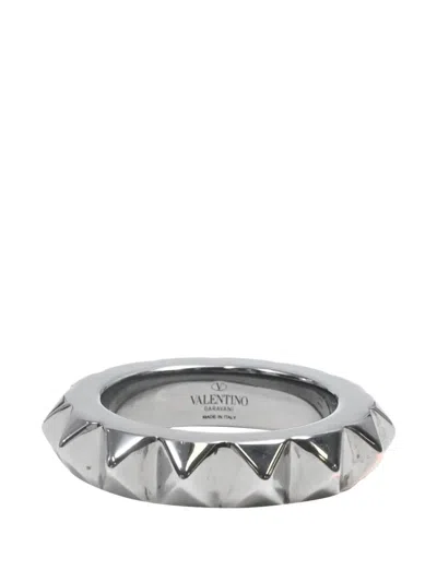 Pre-owned Valentino Garavani Rockstud Ring In Silver